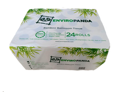 Top view of a package of 24 rolls of EnviroPanda bamboo toilet paper