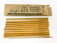 EnviroPanda Bamboo Straws packaging, straws and cleaning brush